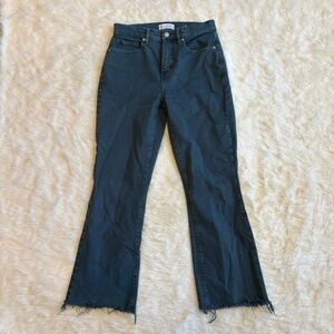 Made and Loved Loft Flared Raw Hem Green Jeans Womens 0/25